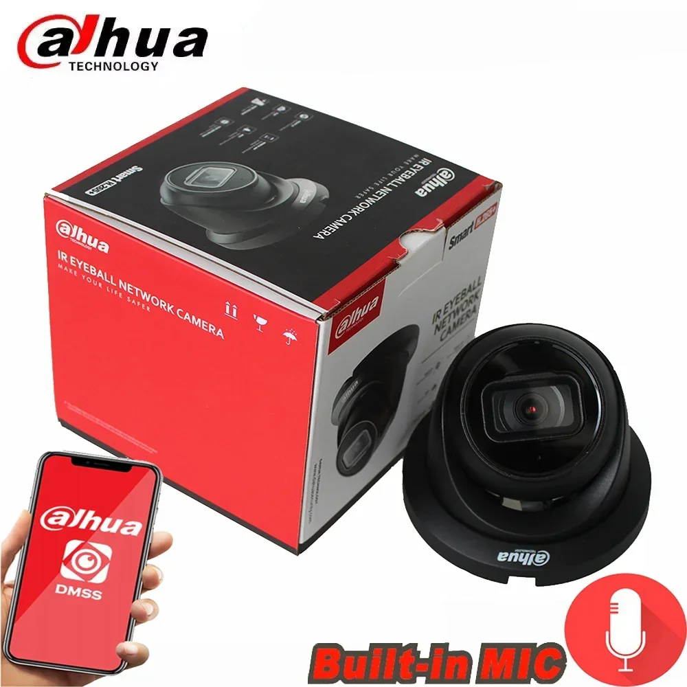 Dahua IP Camera Black  Color Option IPC-HDW2431TM-AS-S2 4MP WDR IR Eyeball Network Camera Starlight Built-in Mic POE IVS