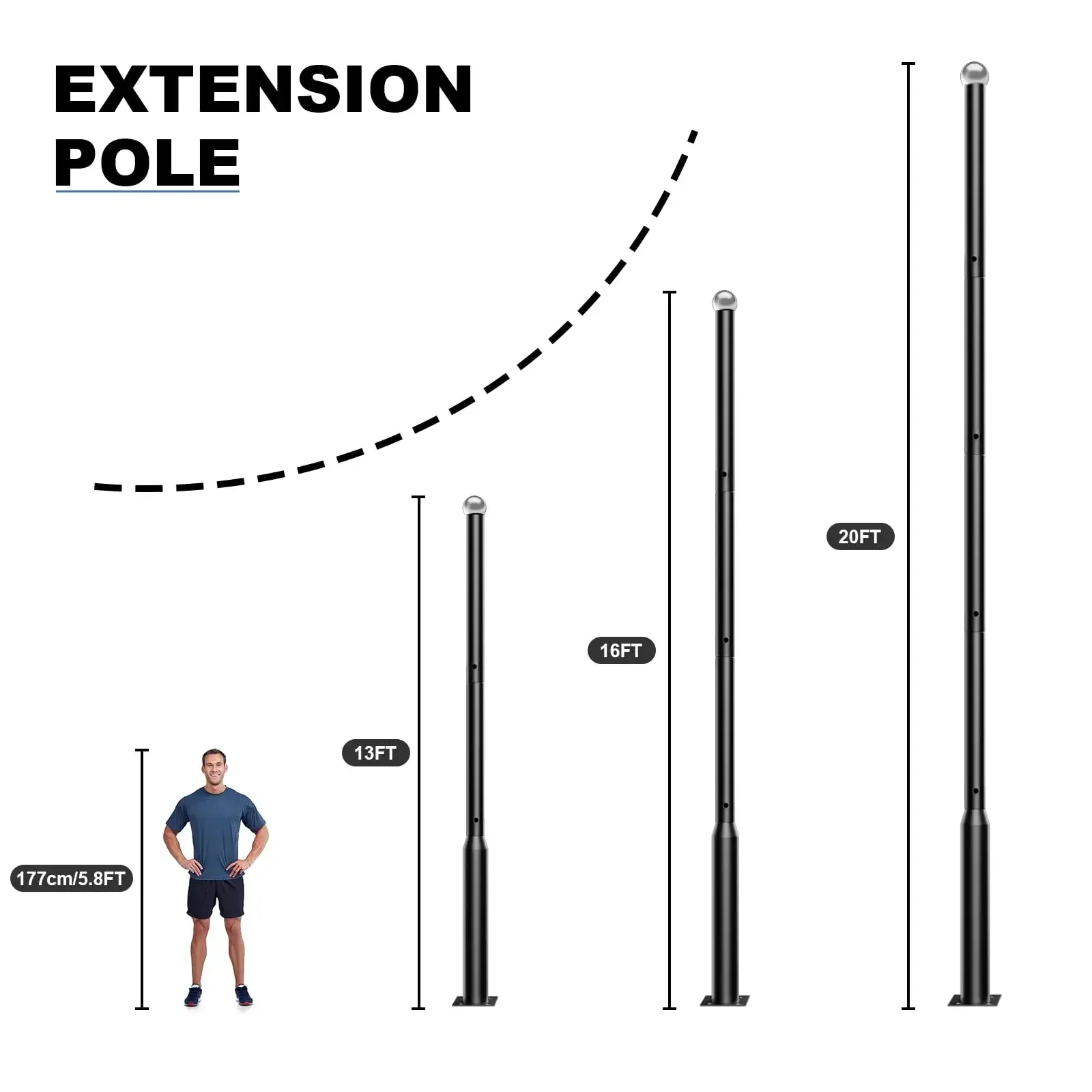 Jadisi 19Ft Tall Street Light Pole,  Lamp Post for Outdoor Lights, Solar .