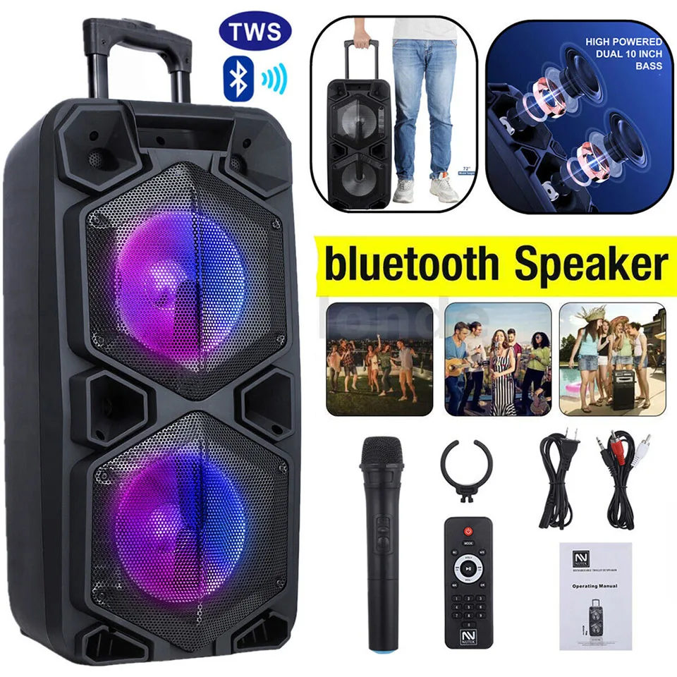 9000W Bluetooth Speaker Rechargable Dual 10