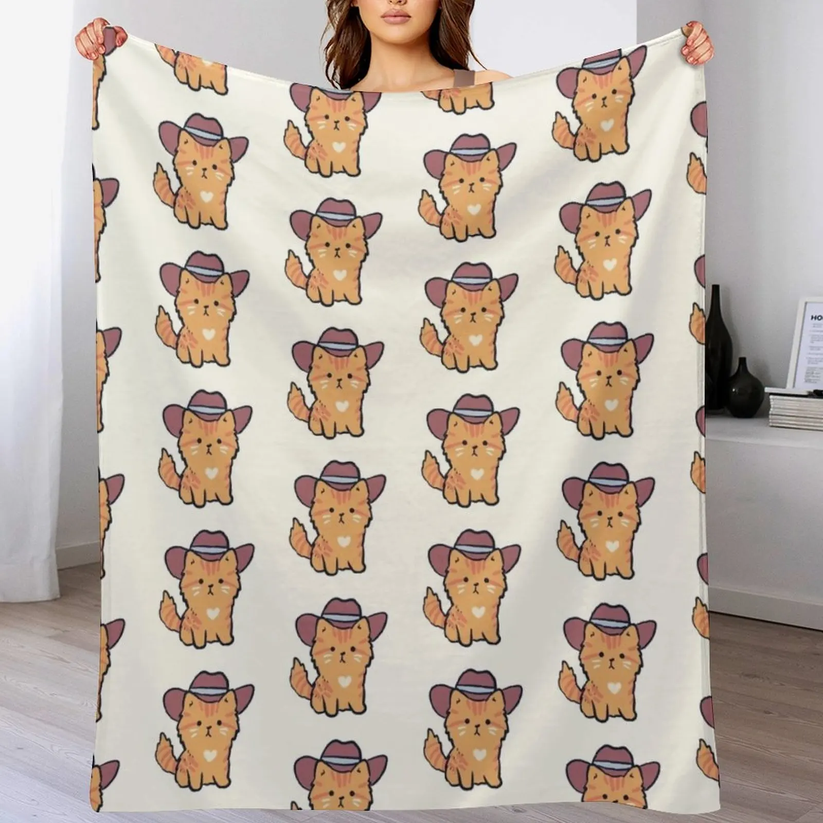 

Cute Cowboy cat Throw Blanket Flannel Decorative Beds Giant Sofa Furrys Blankets
