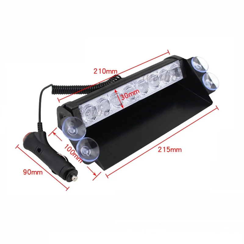 Car Strobe Light 8LED Flash Lights Red/Blue/Yellow/White 12V Signal Lamps Flash Dash Emergency Windshield Warning Light