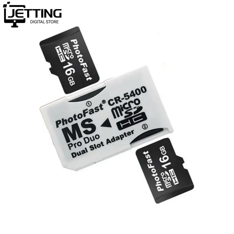 Dual 2 Slot Super Speed Card Reader Micro SD TF to Memory Stick MS Pro Adapter White Duo for Camera PSP