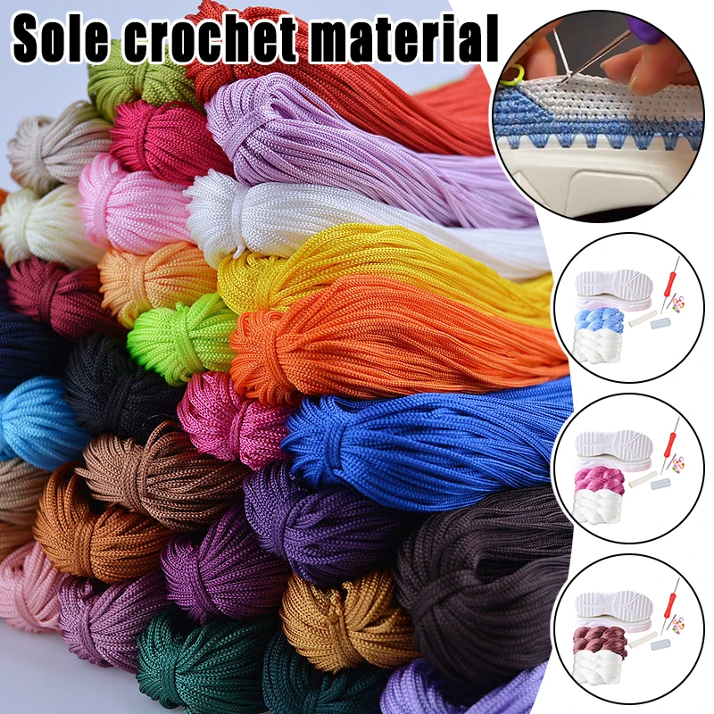 1 Set Hand-woven Hook Rubber Soles Bottom Hook Anti-kick Hollow Line DIY Summer Shoe Slippers Crocheted Material