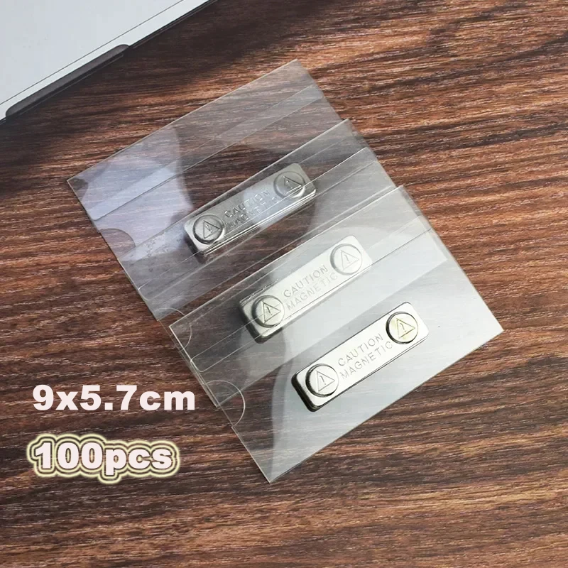 5.7x9cm Magnetic Name Tags Kit 100-Pack Acrylic Badge  with Blank Printable Paper Inserts for School Office PET Material