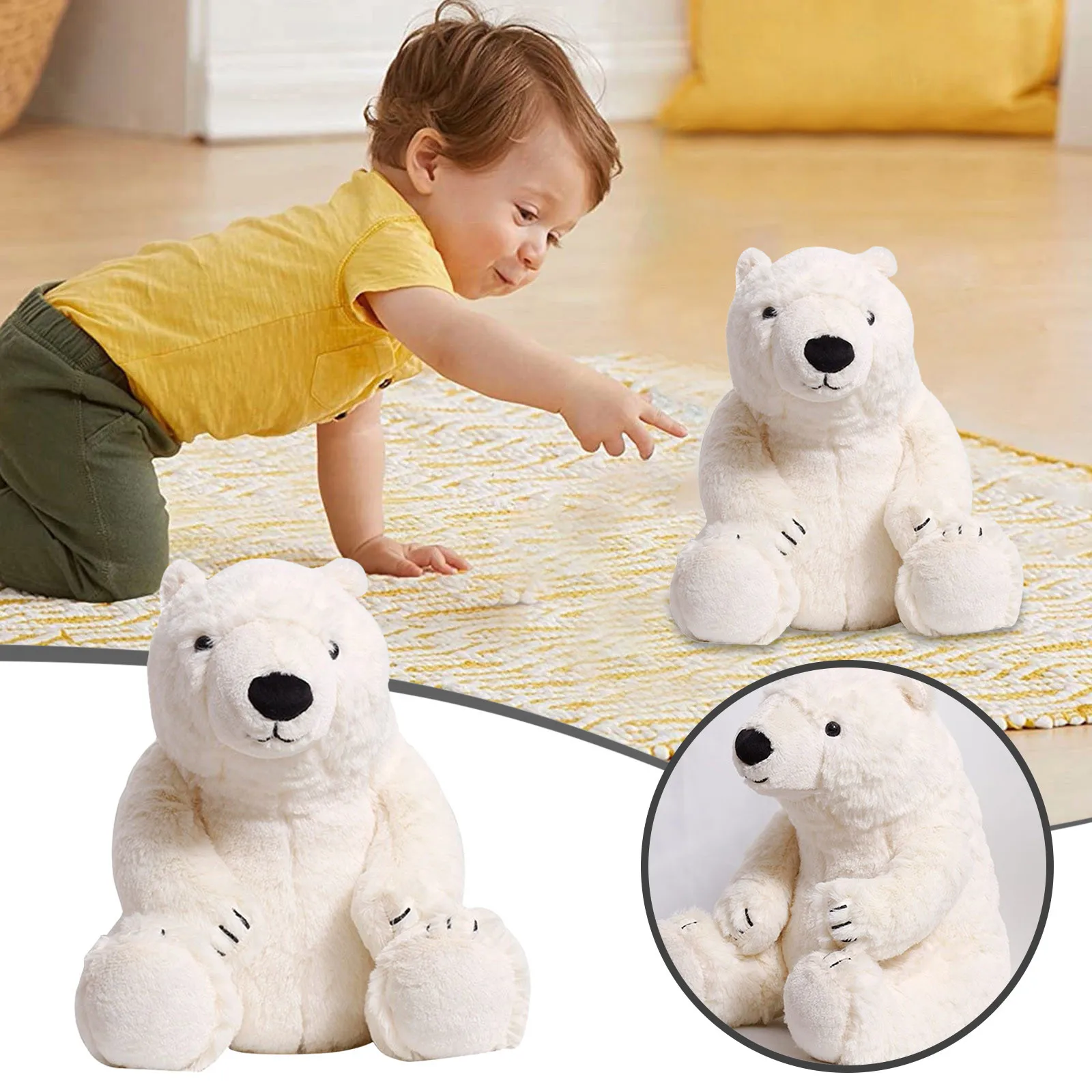 

Super Soft Fluffy Polar Bear Plush Toy Realistic Stuffed Animal Cute Plushie Gift For Children Toy For Kids Cranky Cat Plush