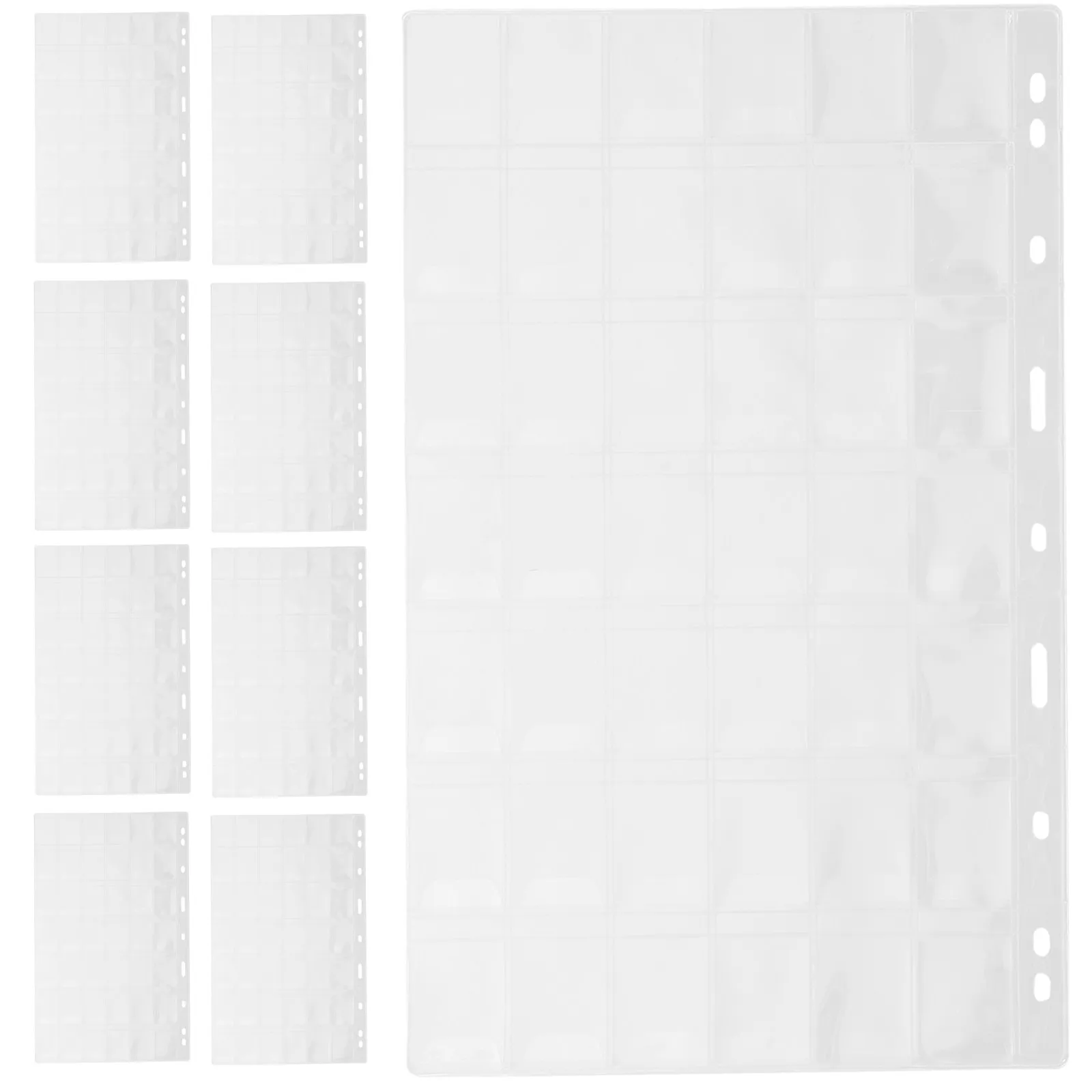 

10 Sheets Plastic Coin Collecting Pages for Binder Transparent PVC Coin Storage Inserts Pockets for Collectors