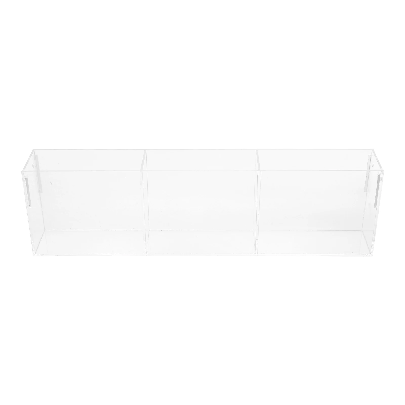 

Clear Acrylic Display Stand Brochure Holder Greeting Card Organizer Three Compartment Design Stylish Minimalist Durable