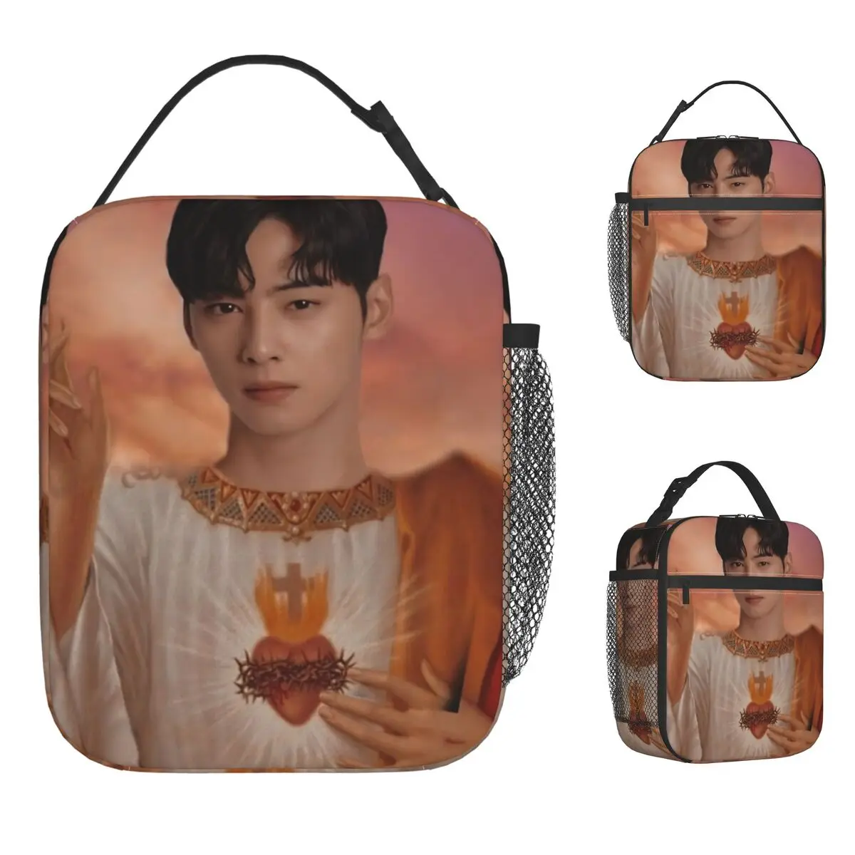 

Cha EunWoo Lunch Bag Picnic Lunch Box For Child Kawaii Custom Thermal Tote Handbags Waterproof Portable Insulated Cooler Bag