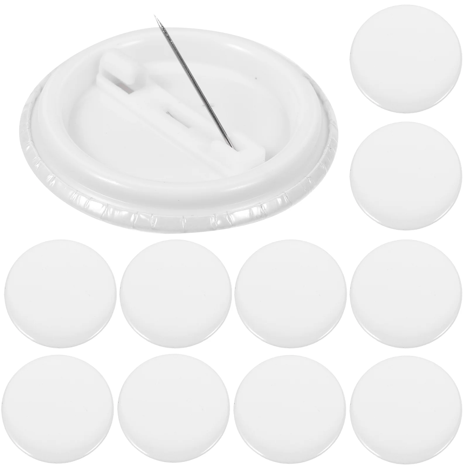 20 Pcs Blank Badge DIY Badges Earrings for Kids Metal with Pin Decorative Tinplate Student White Buttons
