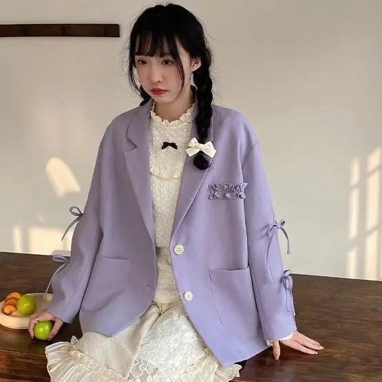 

​​Lilac Cropped Structured Blazer Women Campus Chic Street Style Retro Small Batch Trending 2025​​