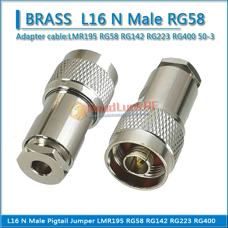 L16 N maschio spina presa morsetto saldatura per LMR195 RG58 RG142 RG223 RG400 50-3 connettore coassiale RF dritto nichelato