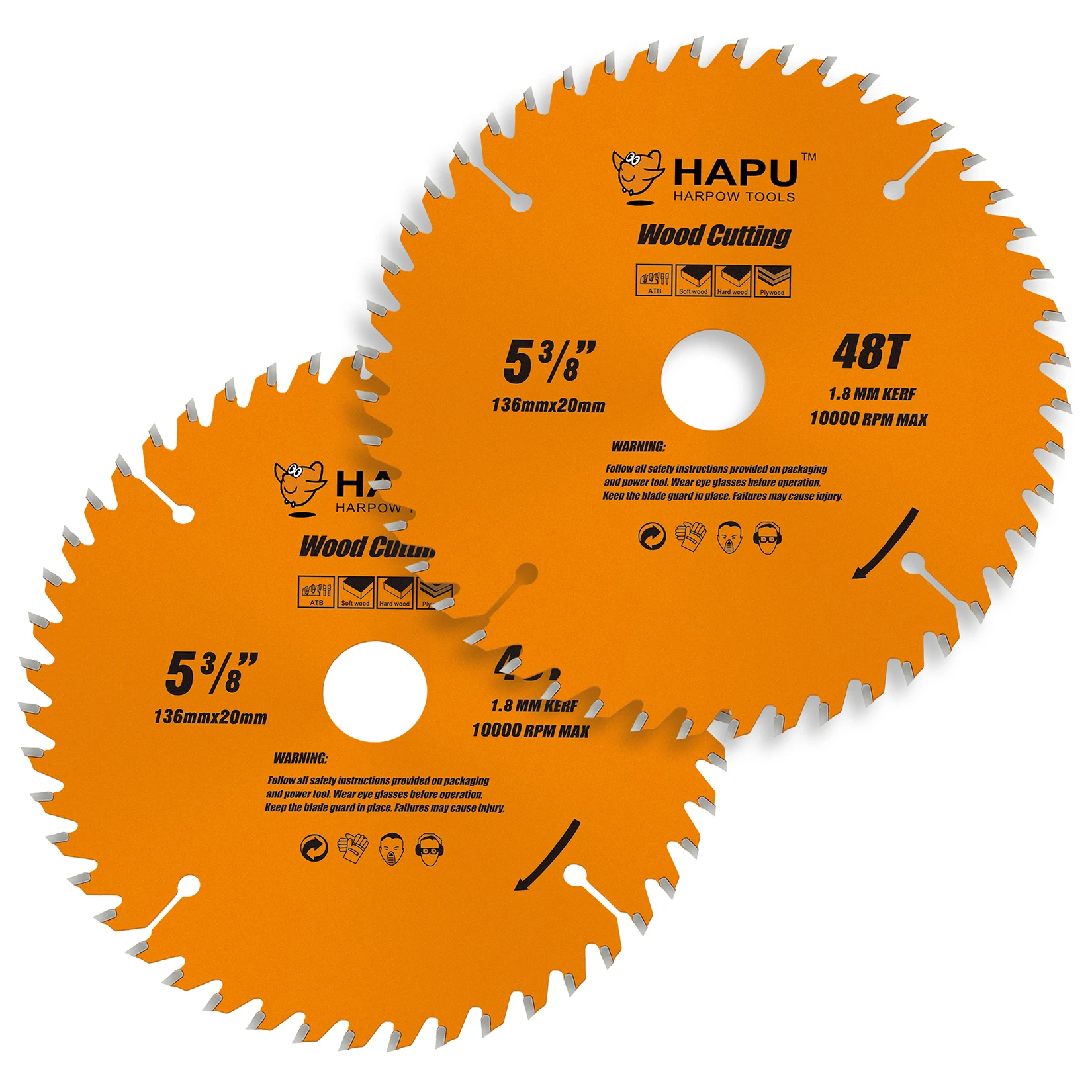 HAPU 5-3/8 Inch 48Teeth Wood Cutting Framing Circular Saw Blade Carbide Tipped 136MM TCT Saw Blade for Plywood MDF OSB Laminated