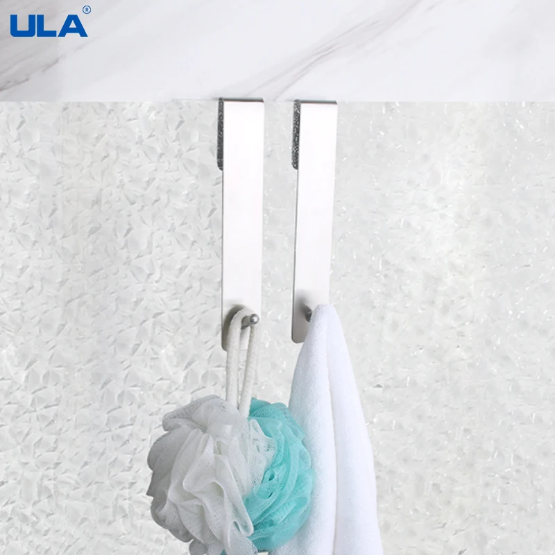 

ULA Bathroom Shower Door Wall Hooks Over Glass Door Shower Towel Rack Stainless Steel Drilling Free Towel Holder Hanger