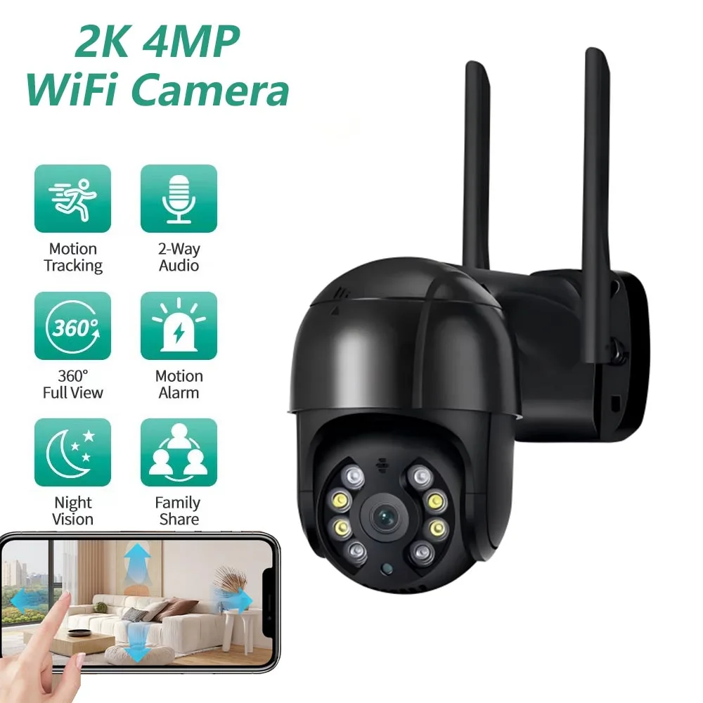 

2K 4MP PTZ Security Camera, Smart Motion Detection,2.4G WiFi Outdoor IP Camera with Two-Way Audio, Auto Tracking Night Vision,