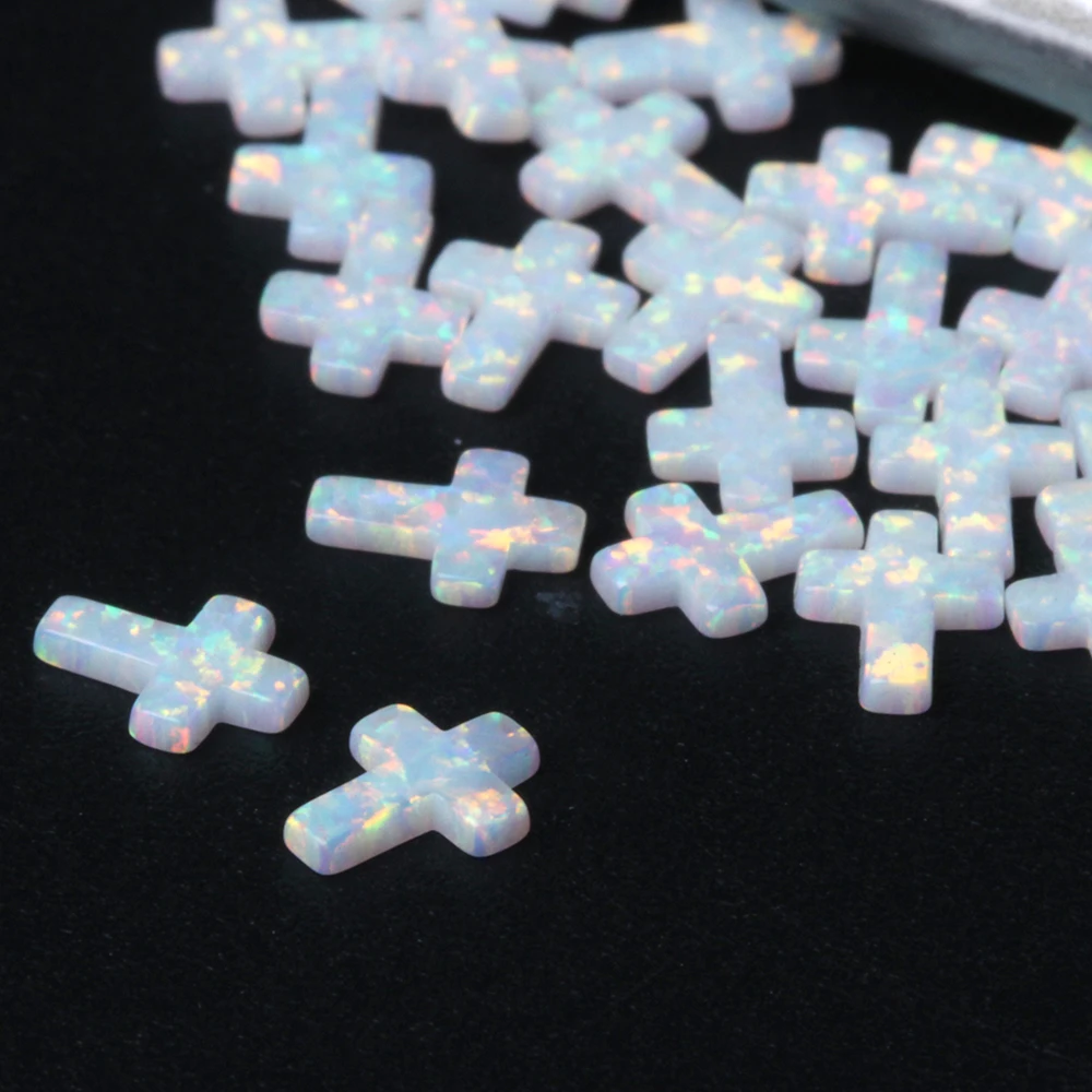 10/50pcs Cross Tooth Gem Synthetic Opal Popular Blue White Cross Shape Dental Stone