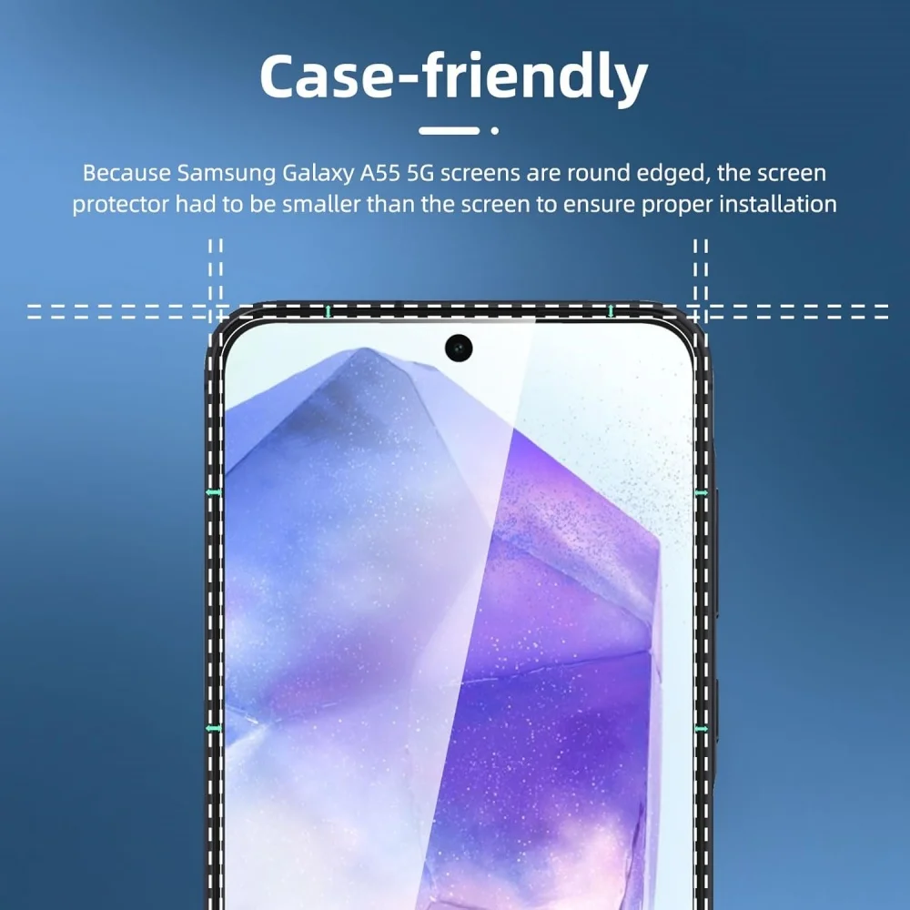 3PCS HD 강화 유리 Samsung A17 A27 A37 A57 A16 A26 A36 A56 A55 A53 A54 A35 A25 A15 화면 보호기 Samsung Galaxy S26 S25 S24 Ultra Screen Protector Glass 삼성 갤럭시 S24 FE S23 플러스 S22 S21 Plus 사용 예시