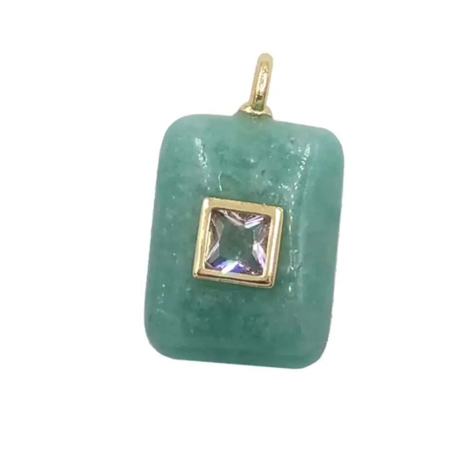 

WT-P2020 Natural Square Colored Gemstone&Zircon Paved Fine Handmade Crafts Jewelry Accessory For Earrings Making