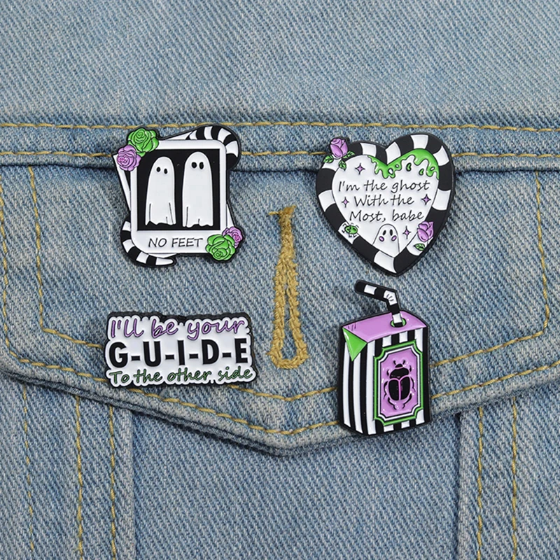 

Cute Heart Ghost Enamel Pins Custom I'm The Ghost With the Most Brooches Lapel Badges Punk Gothic Jewelry Gift for Friends