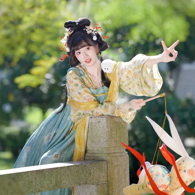 Tang Hanfu women's chest-length skirt spring and summer new daily pastoral small Tang style suit women