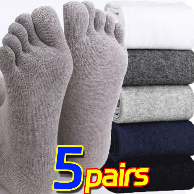 ผู้ชายห้านิ้วถุงเท้าผ้าฝ้ายสีทึบห้านิ้วเท้าถุงเท้า U Nisex กีฬาวิ่งดูดซับเหงื่อระบายอากาศกลางหลอดแยกนิ้วเท้าถุงเท้า