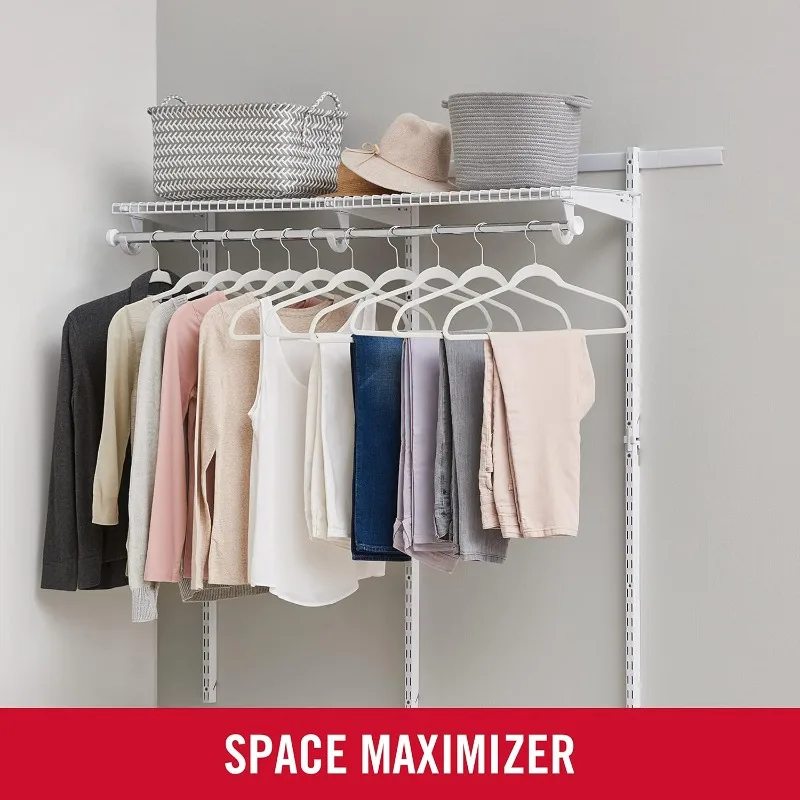 Configurations Custom Closet Kit, 2-4 Ft. Adjustable Metal Wire Shelving, White Finish, Expandable Organization System,