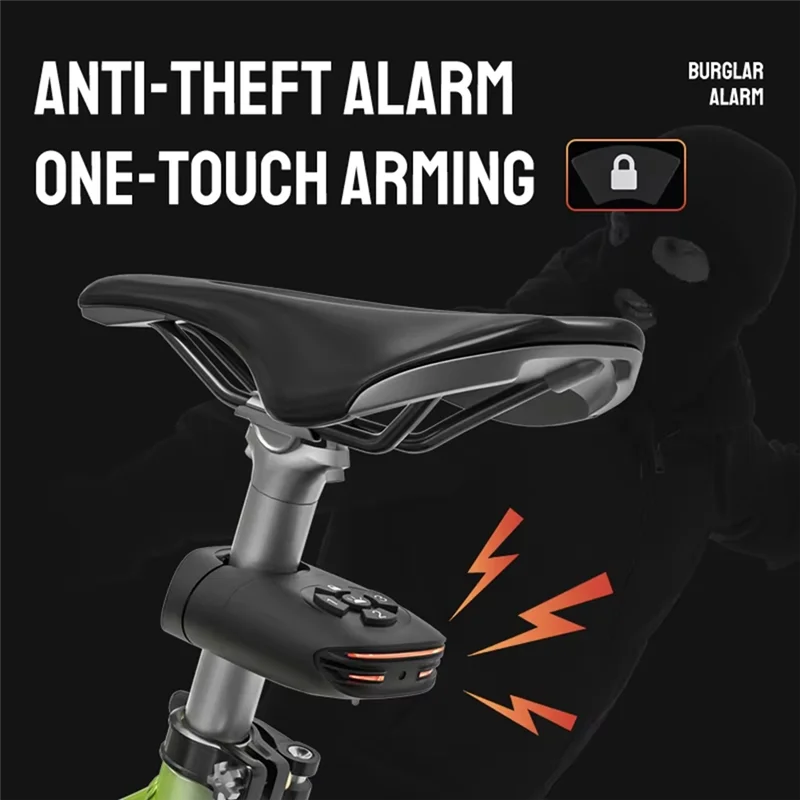 

A25P Задний фонарь для велосипеда Противоугонная сигнализация Задний фонарь 3 в 1, IP65, водонепроницаемый, одним касанием, ночь