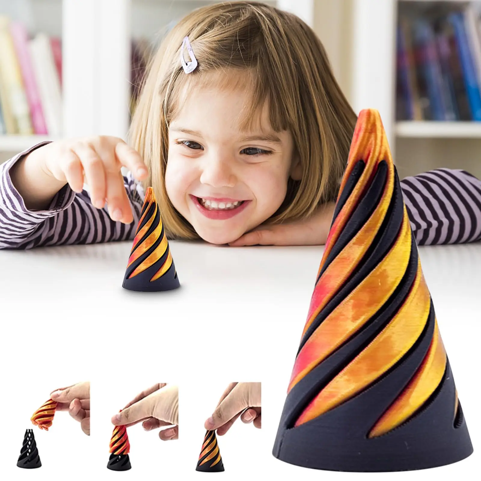 Impossível Pyramid Passthrough Toy,Helix Nut, Spiral Cone Fidget Toy, Fidget Toy,Mini ilusão de rosca Vortex para Home Office Desk Gift