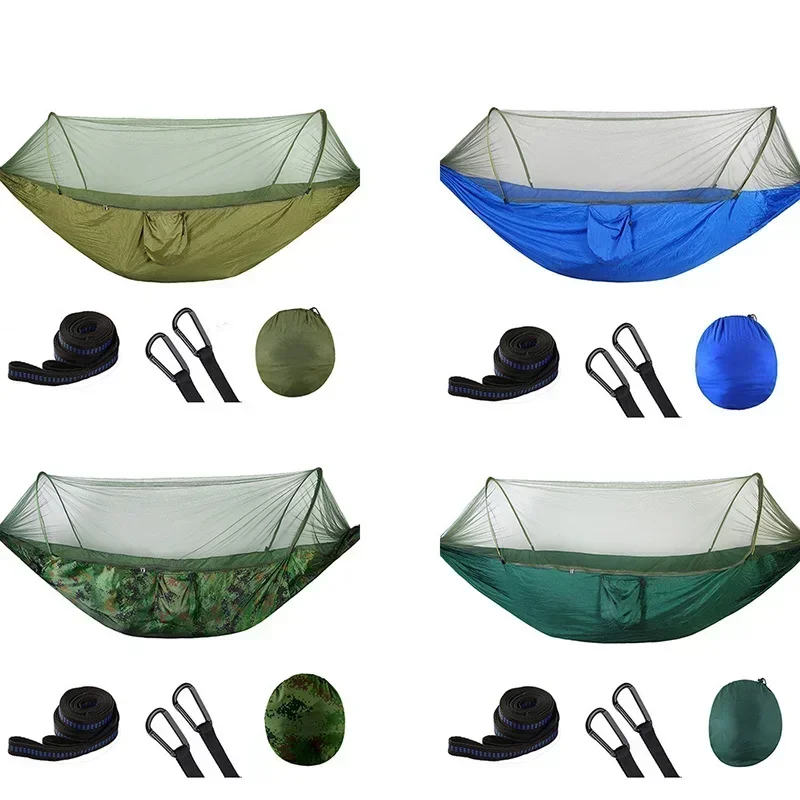 

2026 Camping Hammock Light Outdoor Automatic Speed Opening Anti-mosquito Hammocks Swing With Mosquito Net Hammock Camping