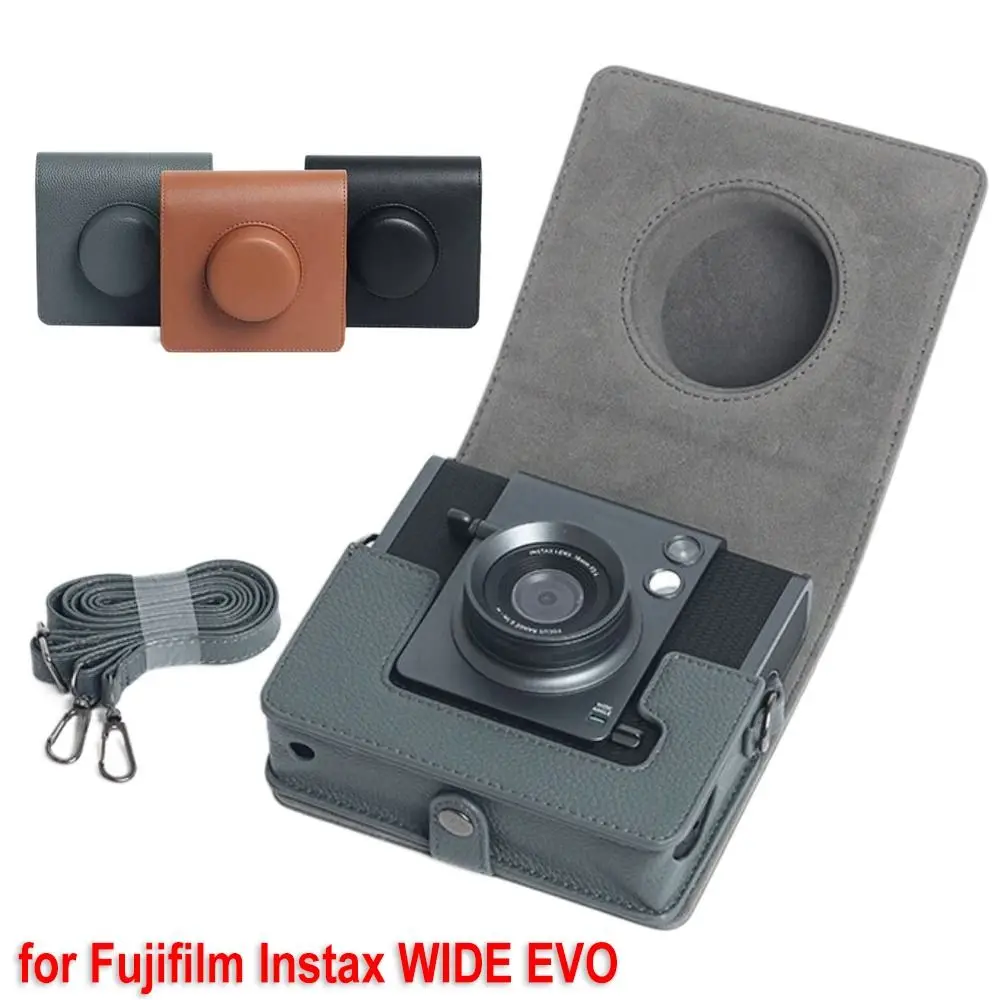 PU Leather Instant Camera Case Shockproof Retro Storage Bag Anti Scratch Portable Photography Pouch for Fujifilm Instax WIDE EVO