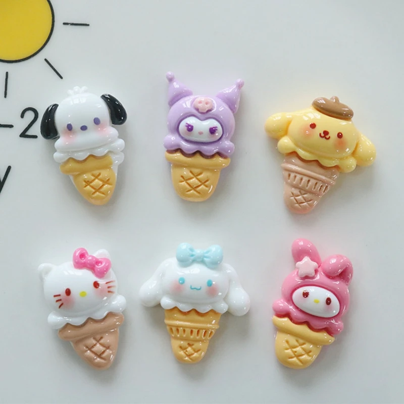 10 Pcs New Kawaii Cartoon KittenIce cream  game nime Characters Resin Scrapbook Diy Jewelry Children Gift Hairpin Accessories A4