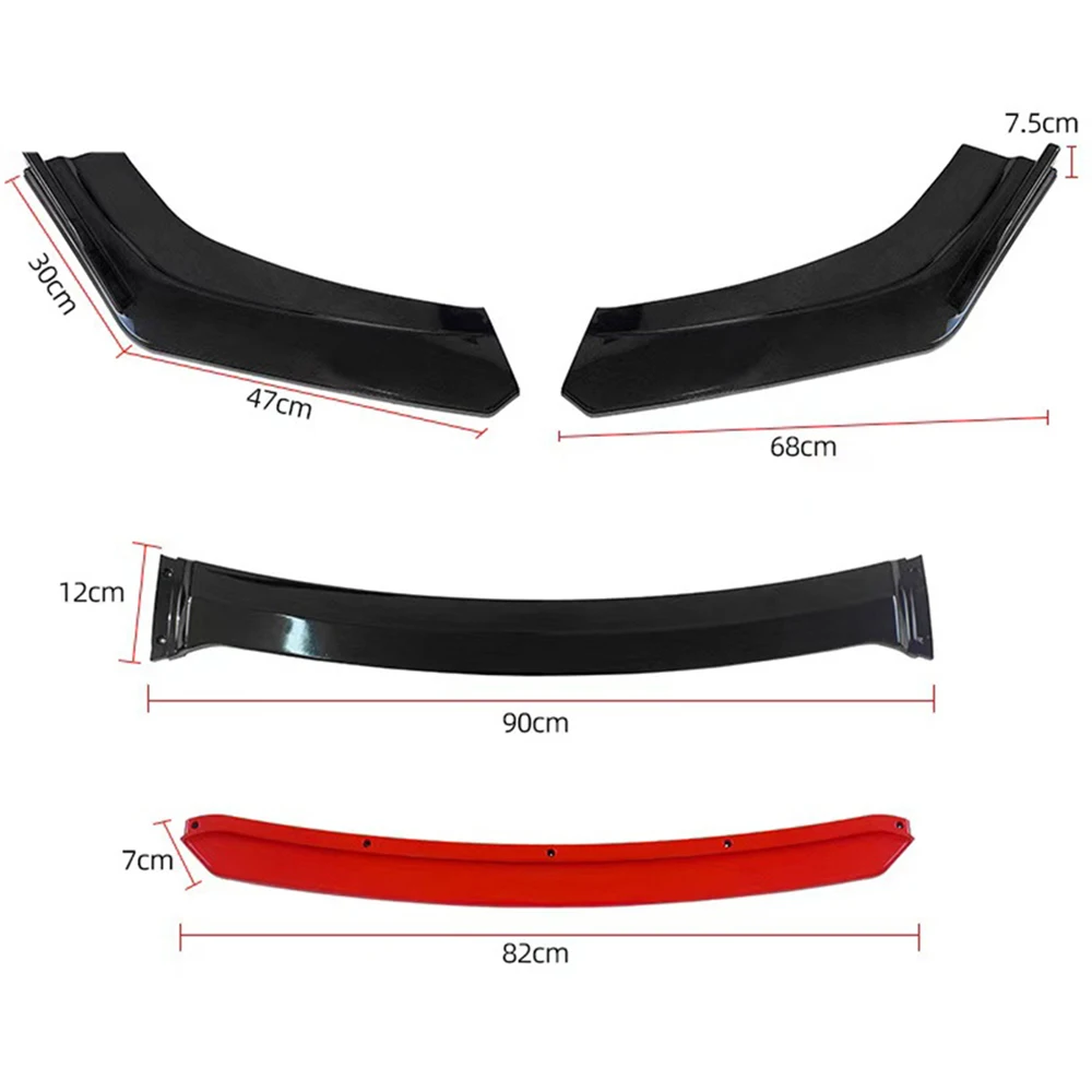 Universal 4pcs Car Front Shovel Bumper Lip Black/Carbon Fibe Decorative Bumper Lip Auto Protective Wind Decoration Accessories