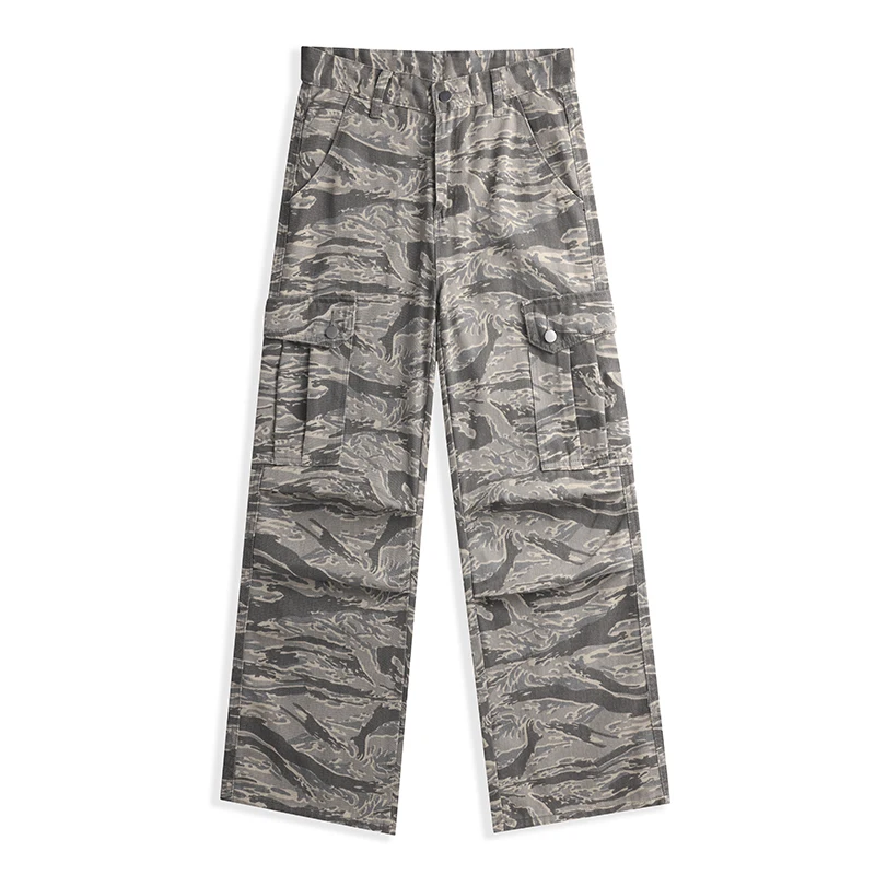 Pantaloni cargo mimetici da uomo High Street Autunno Trendy Bello Tasca grande Gamba larga Escursionismo all'aperto Combattimento Pantaloni da lavoro maschili