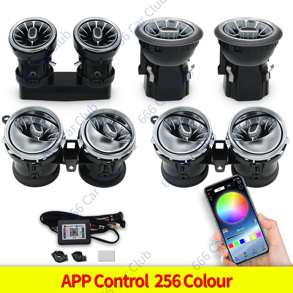 256 Kleur Led-openingen Voor Mercedes Benz C Klasse W205 W447 W213 W156 W117 W176 Bluetooth App Controle Auto mondstuk Turbine Luchtuitlaat