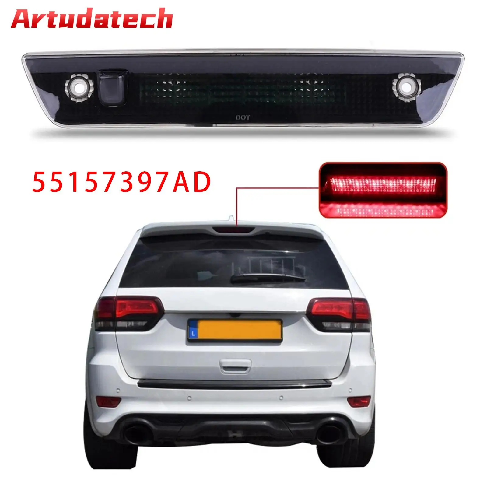 

Artudatech LED Third 3rd Brake Light 55157397AD For Jeep Grand Cherokee 2005-2010 Black