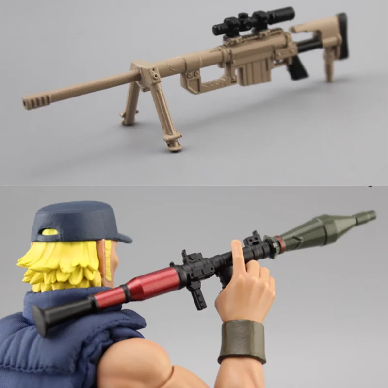 1:12 Scale Model  Diecast Weapon Toys M200/RPG Machine Gun Bazooka For 6 Inch Action Figure Accessory Collection Fans Display