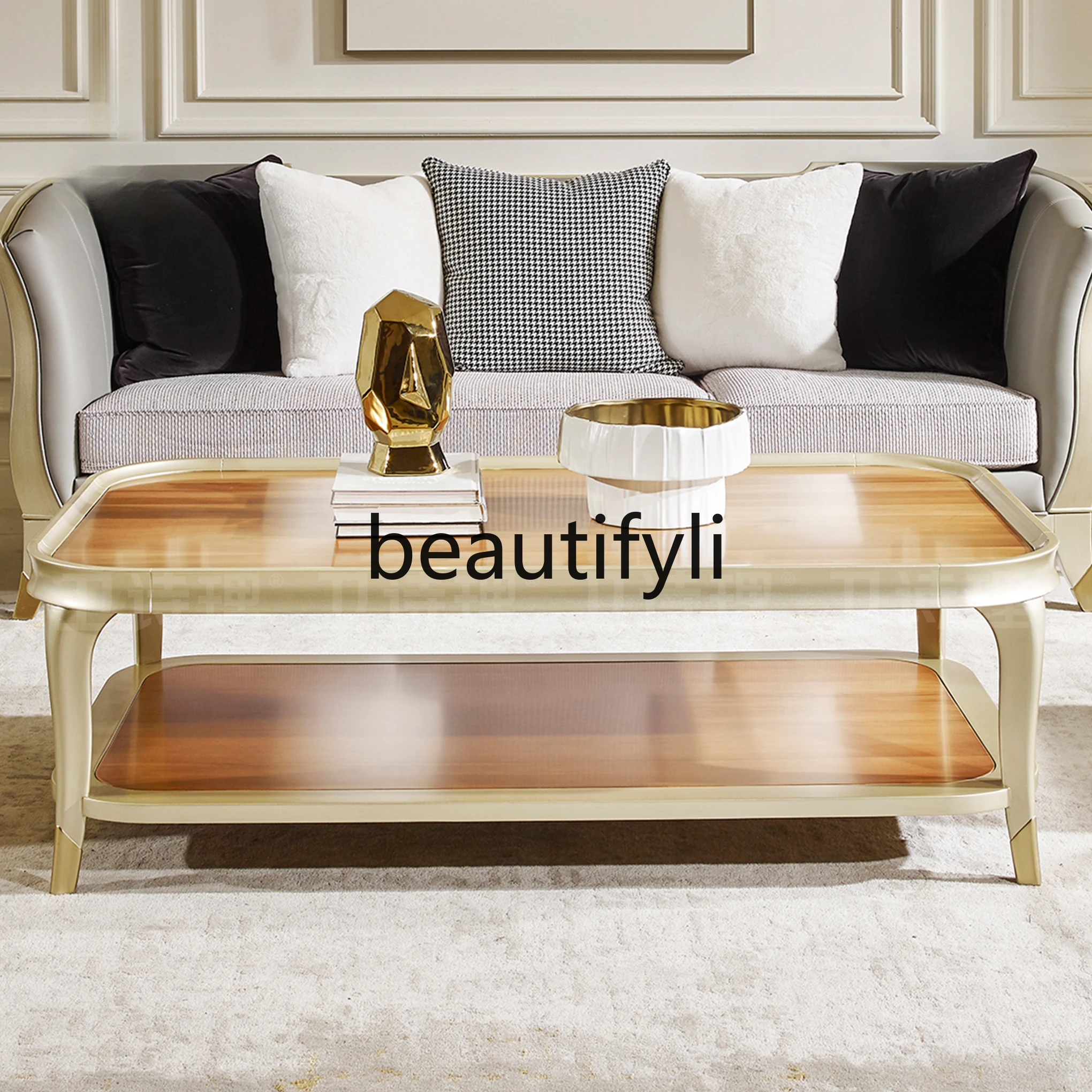 

Wei Shili American light luxury solid wood coffee table