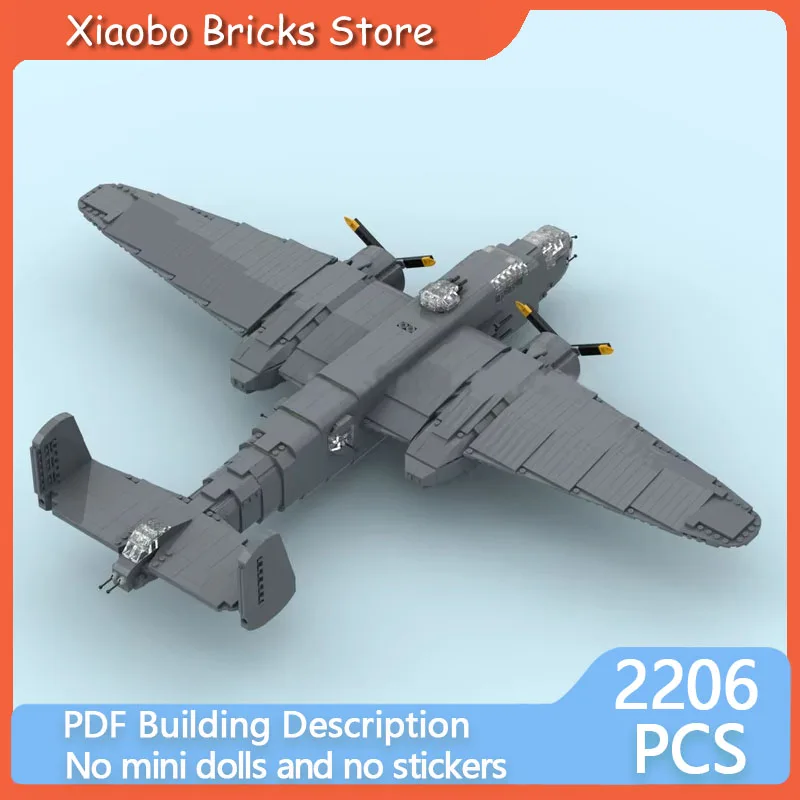 

Military Aircraft Model MOC Building Bricks B-25 Medium Bomber Modular Technology Gifts Holiday Assemble Children Toys Suit