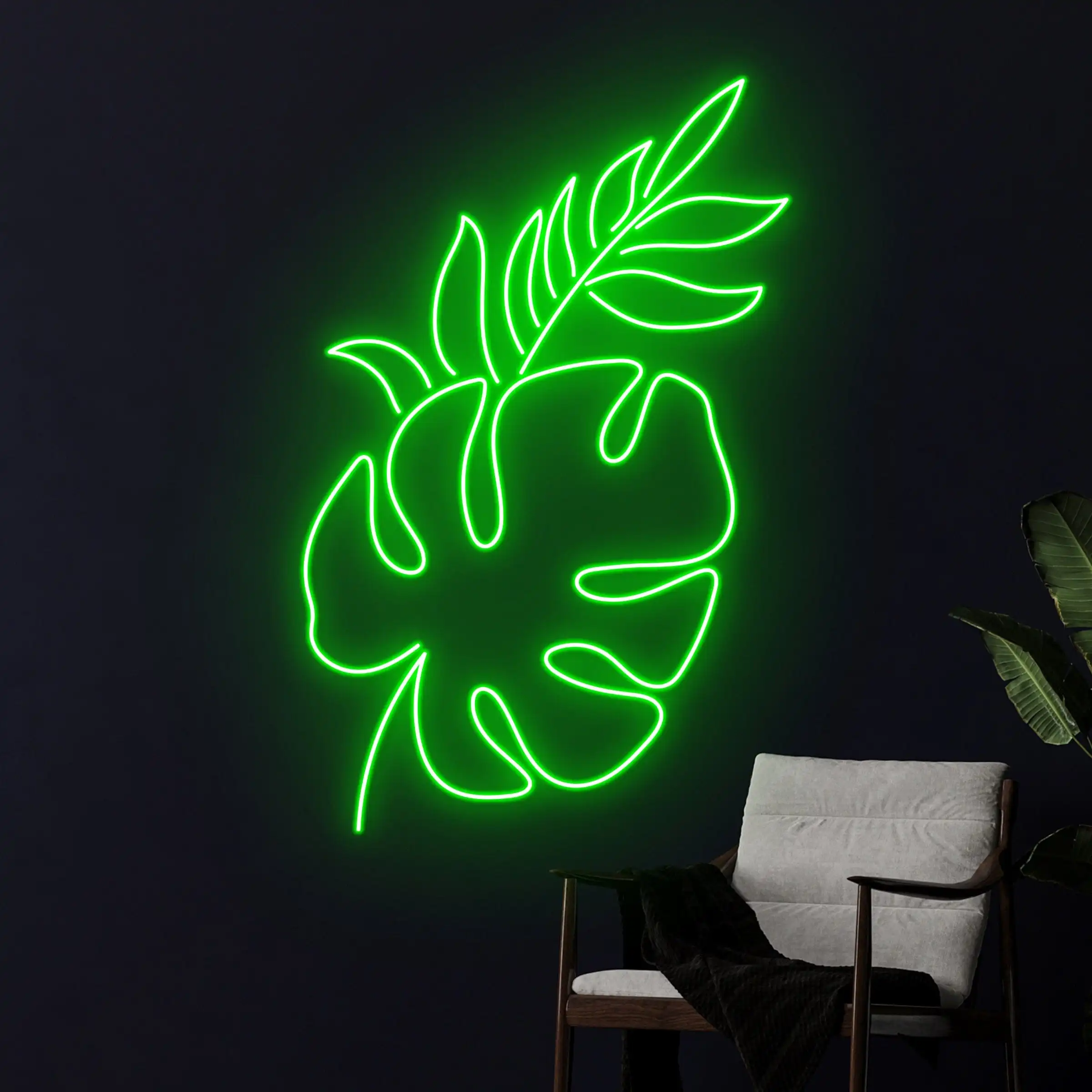 

Monstera Leaf Neon Sign Plant Wall Decor Personalized Gifts for Teens Bedroom USB Dimmable Sign Green Aesthetic Neon Room SIgn