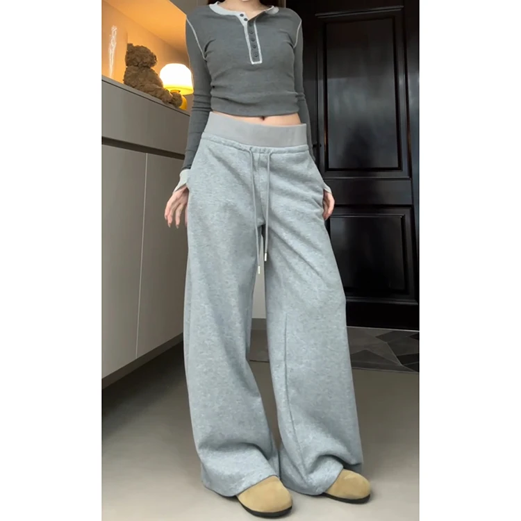 American Sle Hot Girl ey Slim Wide Leg Pants Women's Casual Loose Slimming Drapey Spring Summer 2025 New Sle