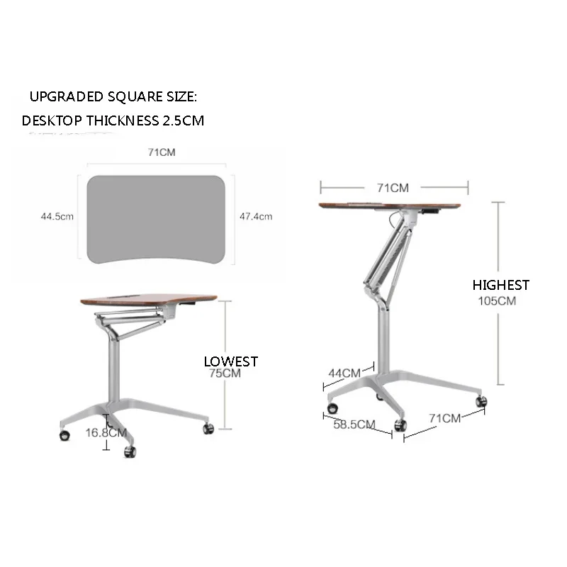 Lifting Desk 77.5mm-107cm Sitting/Standing Laptop Desk Mobile Pallet With Mobile Wheels Lectern Desk