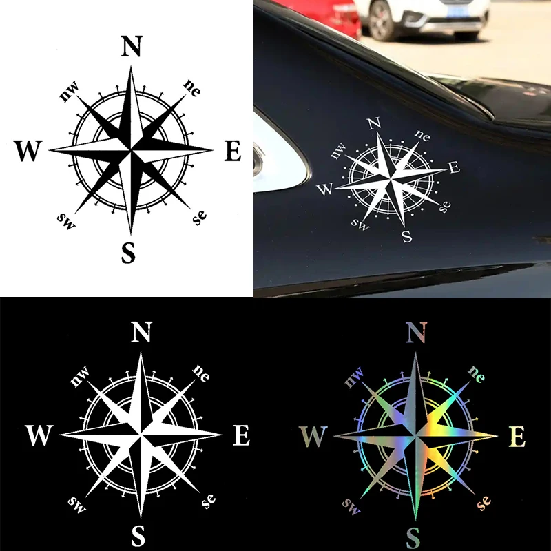 

4PCS Universal Car Body Hood Compass Totem Sticker Auto Vinyl Bonnet Sticker For Automobile Decoration Accessories