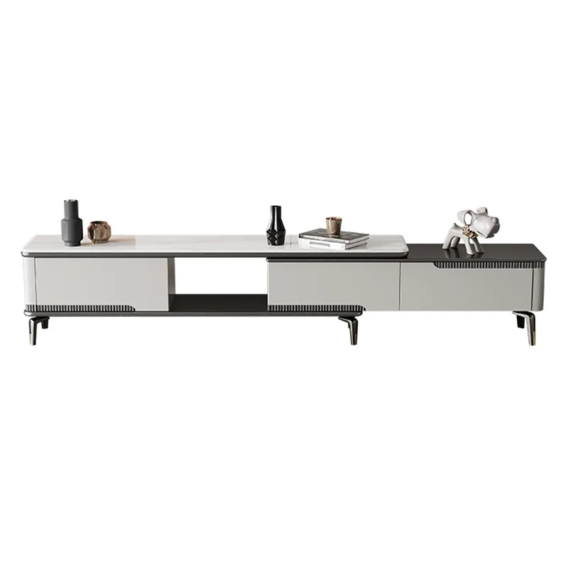

Modern simplicity, retractable Italian light luxury, rock slab coffee table TV cabinet combination