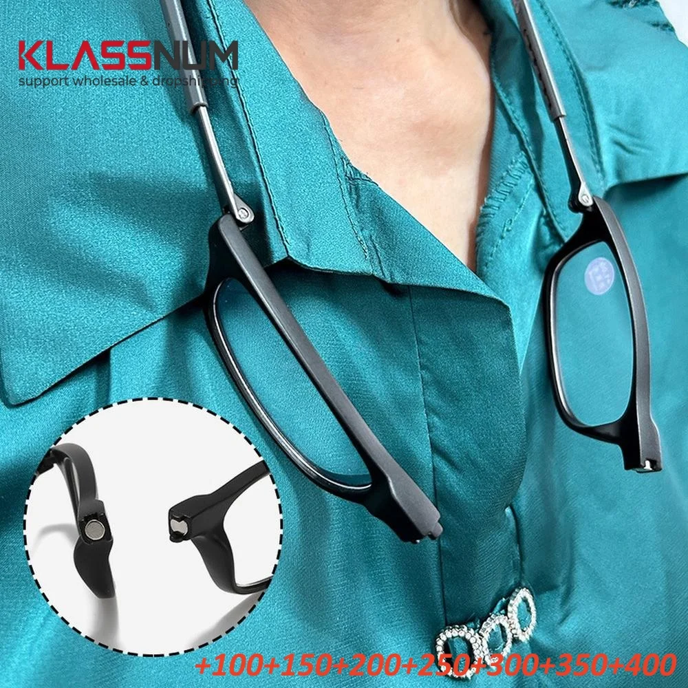 KLASSNUM KLASSNUM Magnetic Neck Hanging Reading Glasses Blue Light Blocking Portable Magnifing Lens Anti-Lost Glasses +1+1.5+2.0+2.5+3.0 - Aliexpress Deal