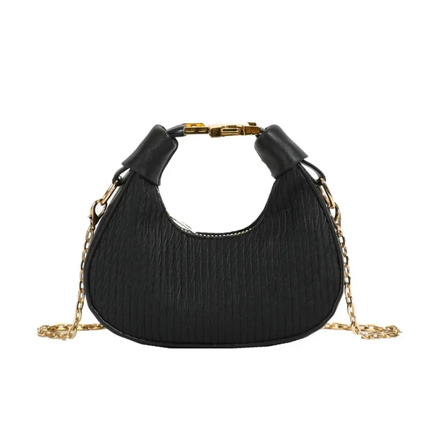 

New fashion texture generous vertical stripes solid color shoulder bag chain mini crossbody bag handbag handbag female bags