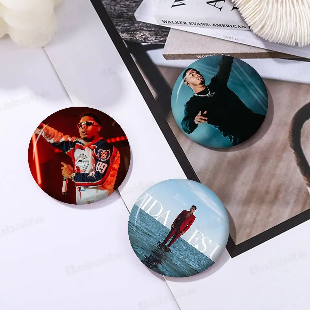 Pop Singer Star M-Myke Towers 58mm Cute Anime Figure Icon Badge Handmade Tinplate Brooch Backpack Clothes Chest Ornament Gifts