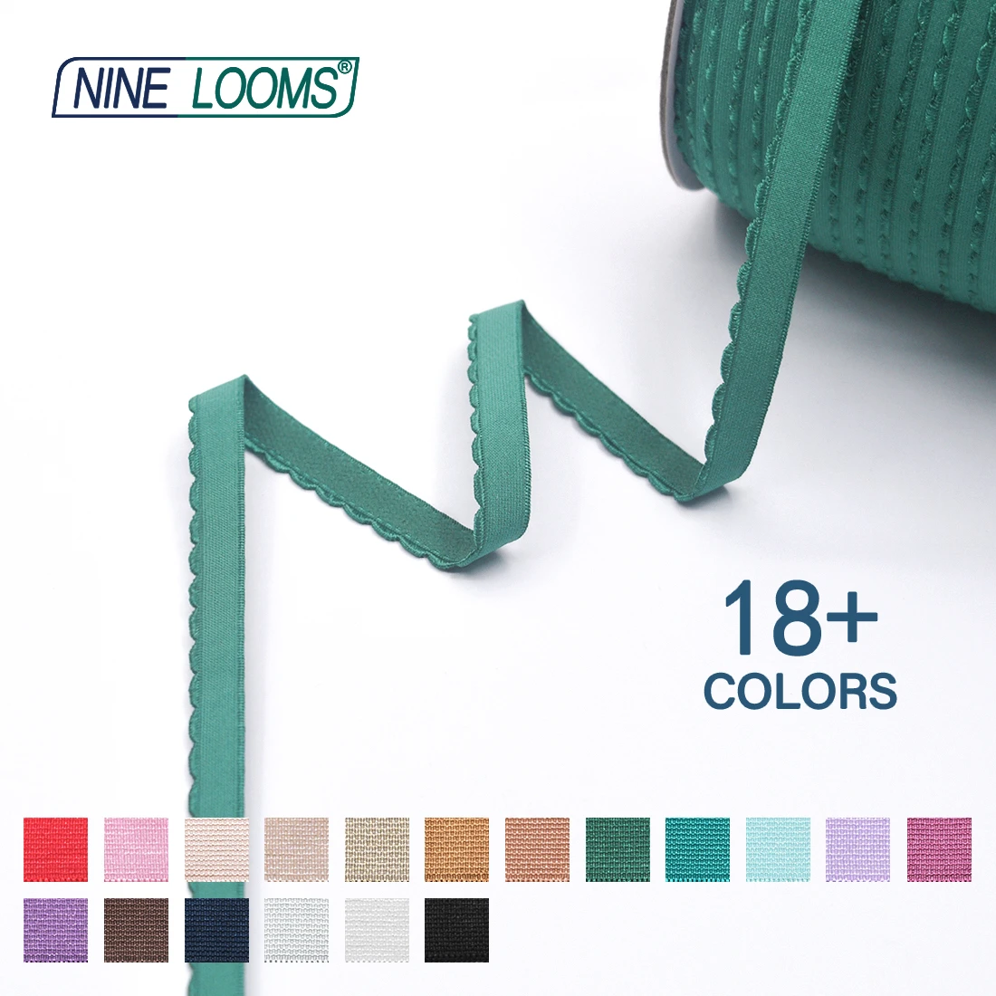 NINE LOOMS Picot BH-Träger, Gummibänder, 3/8 Zoll, 1/2 Zoll, 5/8 Zoll, 10 mm, 13 mm, 15 mm, Plüsch-Schulterband, Dessous-Nähbesätze, 50 100 Yard per Spule – Detail 11