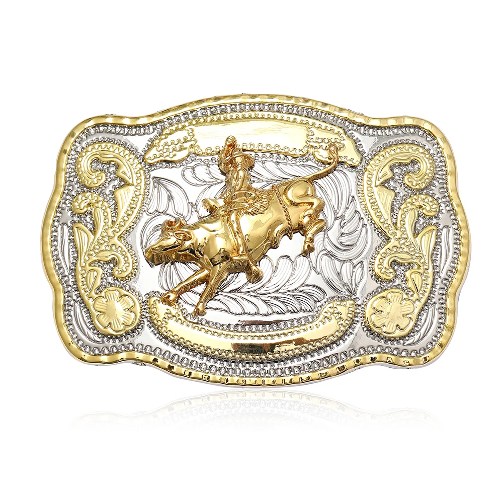 

Western Cowboy Two tone Platinum Personalized Simple Multi color Versatile Novel Trendy Men's Belt Buckle