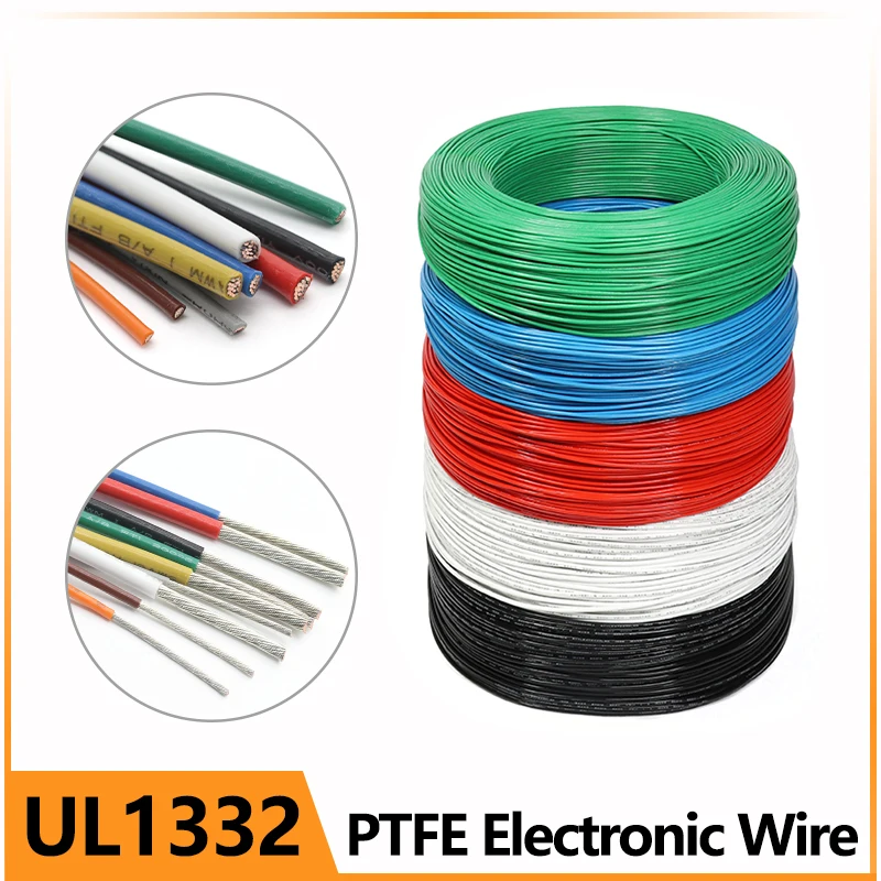 2/5/10M UL1332 PTFE Wire FEP Plastic Insulated 28/26/24/22/20/18/16/14/12/10AWG For 3D Printer High Temperature Electron Cable