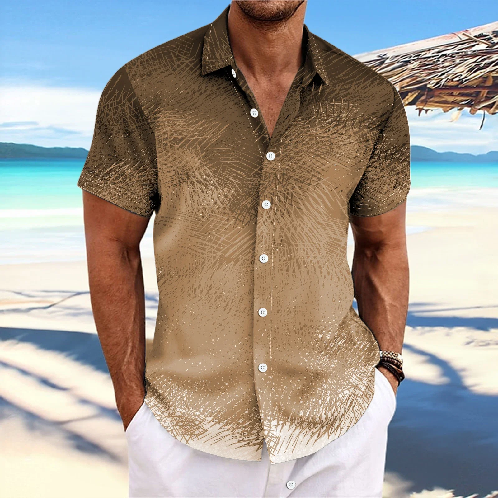 2024 New Hawaiian men's shirt Vacation slim-fit top Gym Elegant floral pattern everyday casual fashion wear