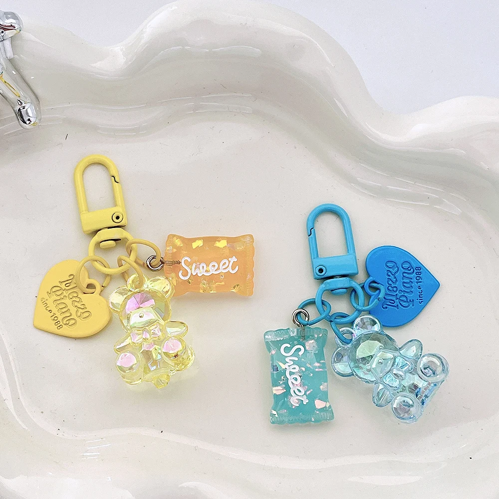 Színes Átlátható Fagyanta Behord keychain Cukorka Kőr charms Kulcskarika Nők lányok Kézibészelő esetben Olvasottság decorations Barát ajándékok